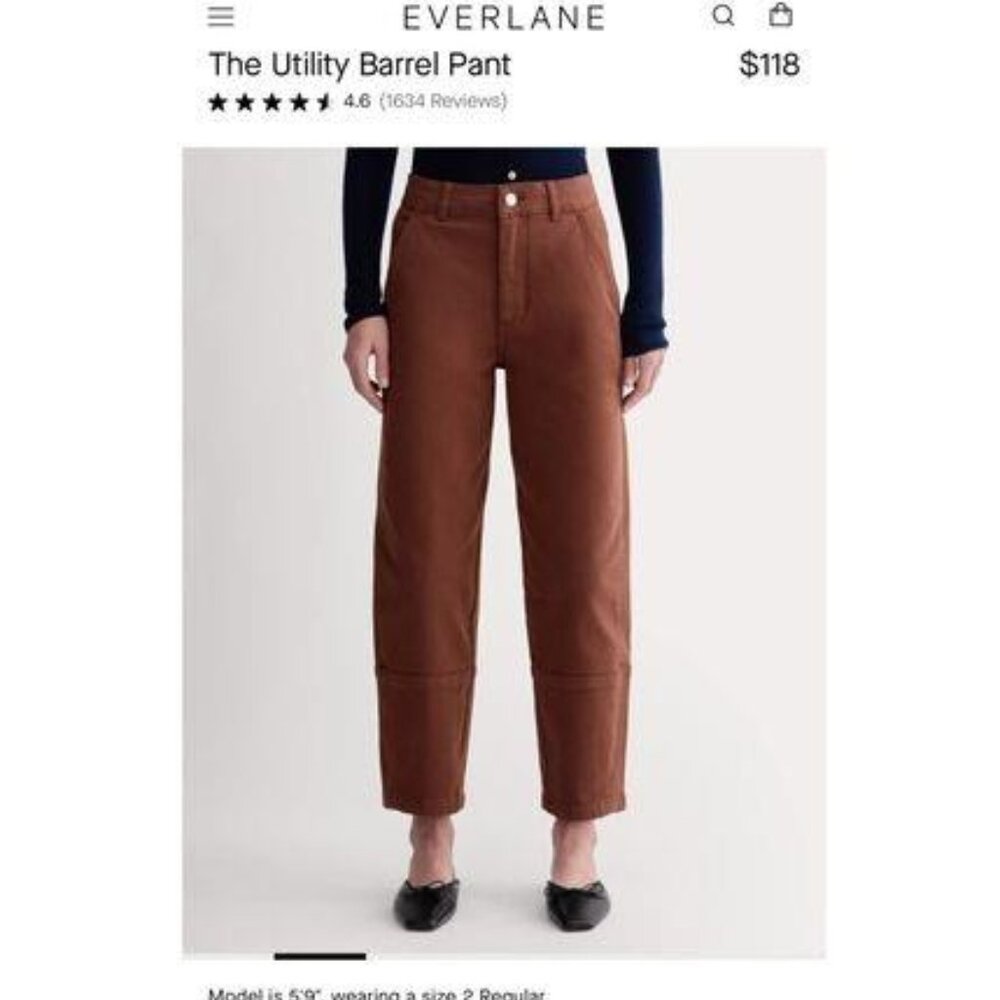 Everlane - The Utility Barrel Pant - Cocoa Size 4 - Picture 2 of 6
